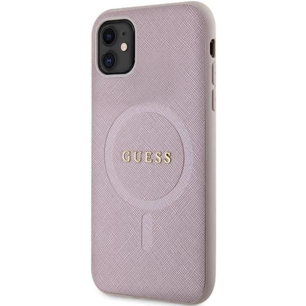Guess iPhone 11/XR Mobilskal Magsafe Saffiano - Pinkki Rosa