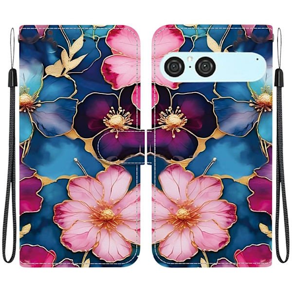 Sony Xperia 10 VII Konstläder Plånboksfodral Pattern Printing - Blåguld Blå
