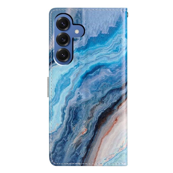 Samsung Galaxy S26 Plus Plånboksfodral Konstläder Mönstertryck Ställ Blå Marmor