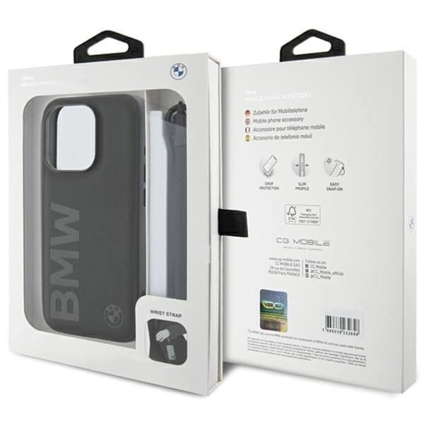 BMW iPhone 15 Pro Max Mobilskal Signature Läder Wordmark Cord Black