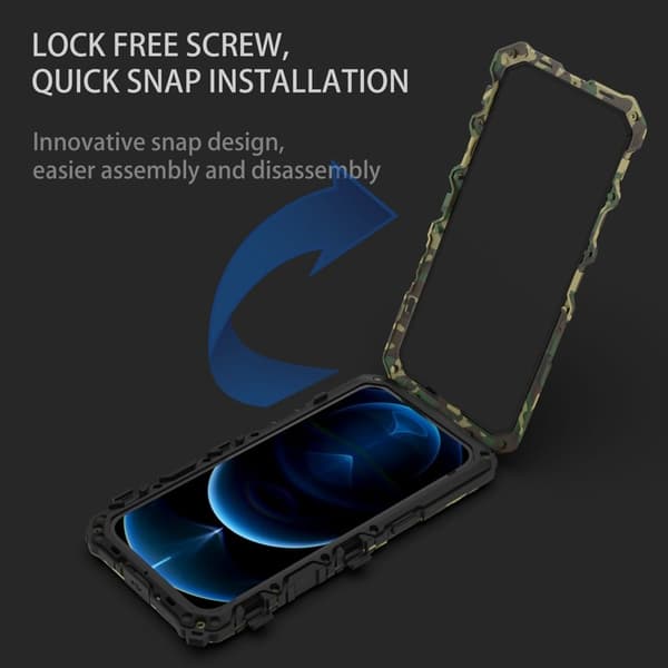 R-JUST Mobilskal till iPhone 14 Pro , Stöttålig Silikon + Metall, Kamouflage