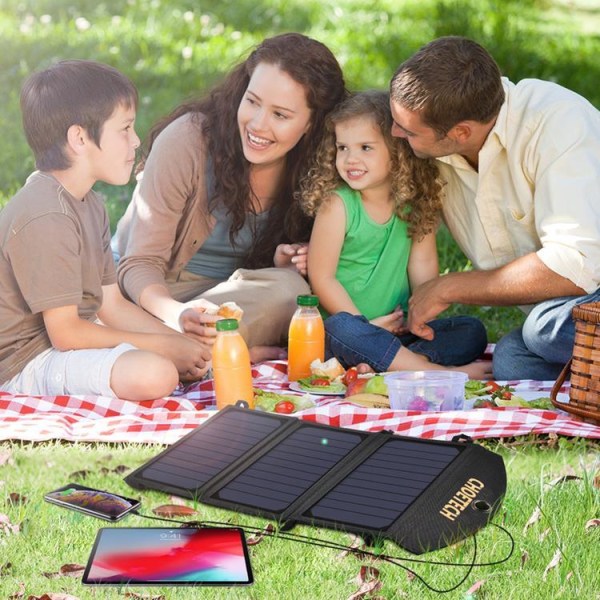 Choetech Foldbar 2x USB Solar Oplader 19W - Sort