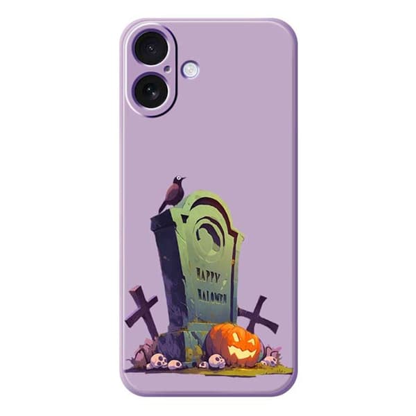 Mobilskal till iPhone 17 med Halloween Tombstone Pattern TPU - Lila
