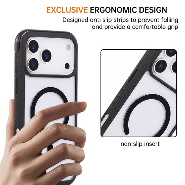 Mobilskal till iPhone 17 Pro Max MagSafe TPU+PC Transparent - Svart Svart