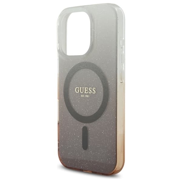 Guess Mobilskal till iPhone 16 Pro 6.3 MagSafe IML Glitter Gradient - Brun