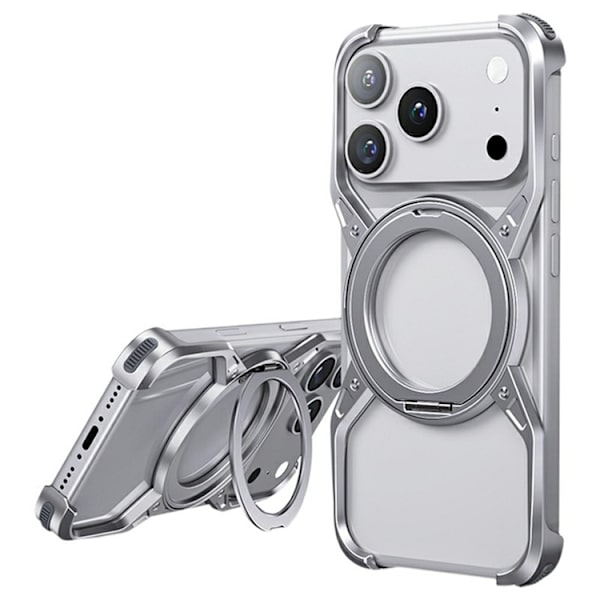Mobilskal till iPhone 17 Pro Max Bumper Frameless Kickstand - Silver Silver
