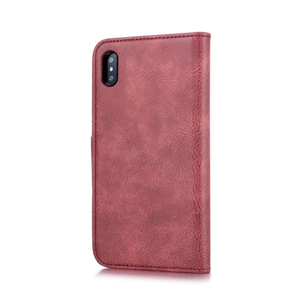 DG.MING iPhone XS Max Plånboksfodral 2-i-1 Äkta läder Röd