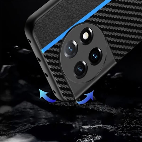 OnePlus 11 5G Mobilskal Carbon Fiber PU-Läder  - Guld