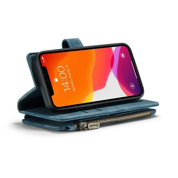 CASEME Konstläder Plånboksfodral för iPhone 12 mini med rem - Grön