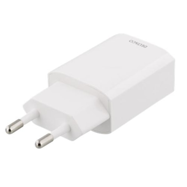 Deltaco - USB vægoplader 12 W - Hvid White