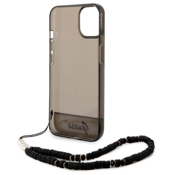 GUESS iPhone 14 Skal Translucent Pearl Strap - Svart