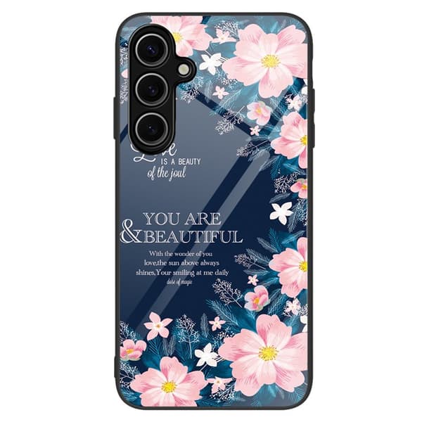 Mobilskal för Samsung Galaxy S26 Plus Tempererat glas + PC + TPU - Rosa blommor