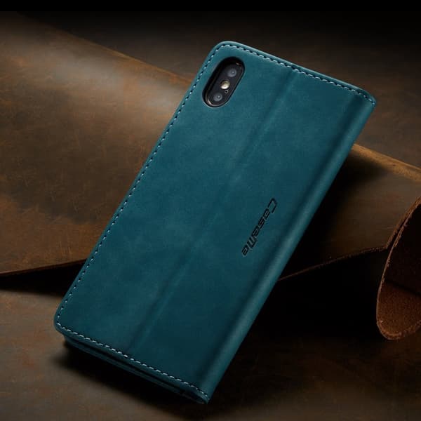 CASEME 013 Plånboksfodral Konstläder för iPhone XS Max - Blå