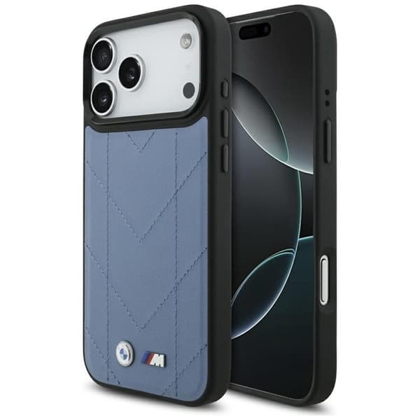 BMW telefontaske til iPhone 17 Pro Max MagSafe M quiltet logo Blå
