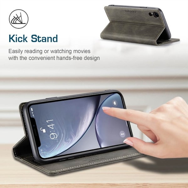 AUTSPACE A01 iPhone XR Plånboksfodral i Konstläder - Brun