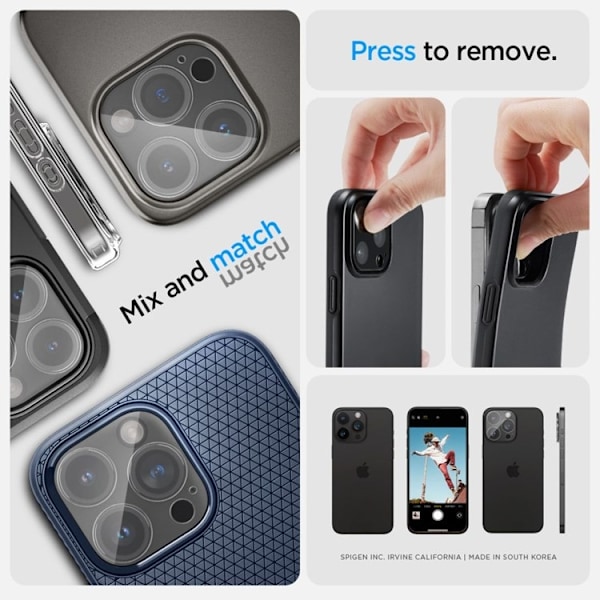 [2-PACK] Spigen iPhone 15 Pro/15 Pro Max Kameralinsskydd i Härdat Glas - Clear