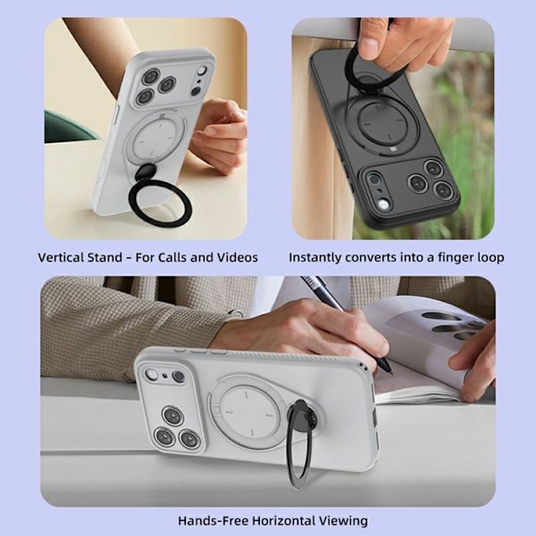 Mobilskal till iPhone 17 Pro Max MagSafe Rotating Kickstand TPU PC - Blå Blå