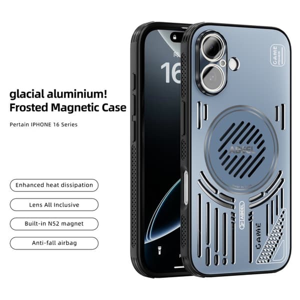 ABEEL Mobilskal till iPhone 16 Aluminium + PC + TPU Hålblå