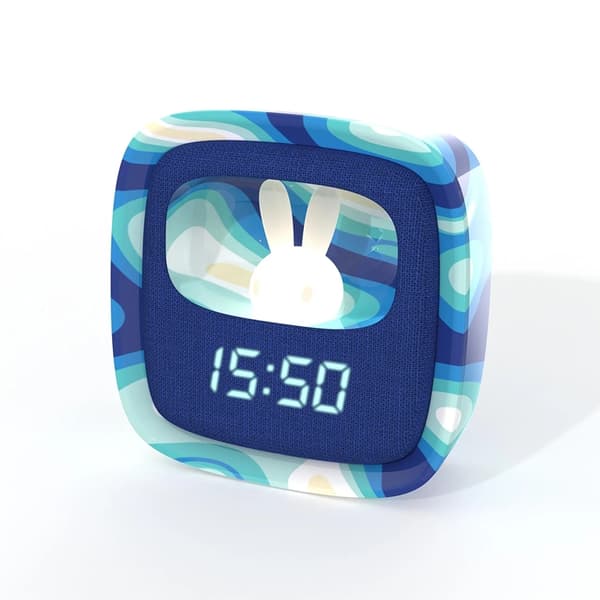 MOB vækkeur med natlys Billy Clock - Blue Wave Blå