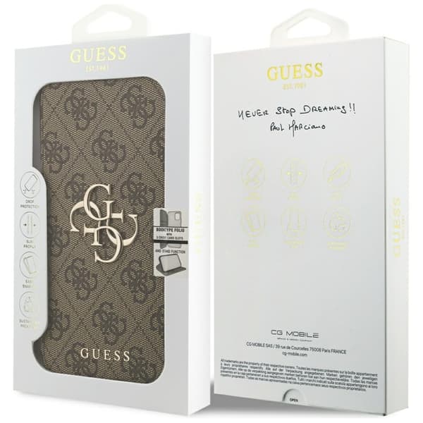 Guess iPhone 17 Pro Max Plånboksfodral Metal Logo - Brun Brun