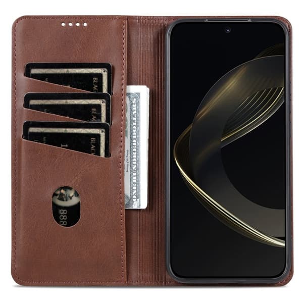 AZNS Xiaomi 17 Pro Max Plånboksfodral Konstläder - Brun