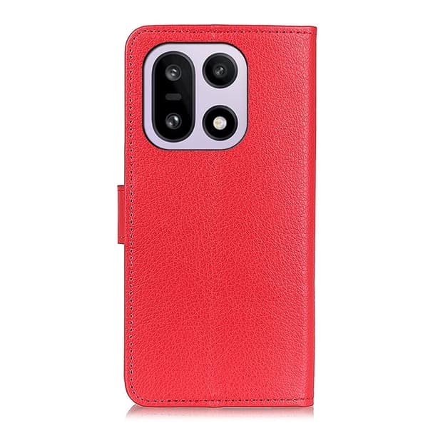 OnePlus 15 5G Plånboksfodral Litchi Texture Konstläder Röd