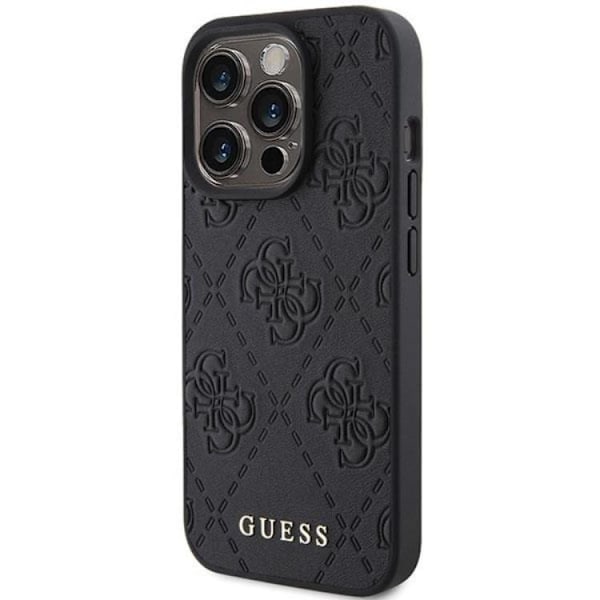 Guess iPhone 15 Pro Mobilskal Läder Stamped - Svart Svart