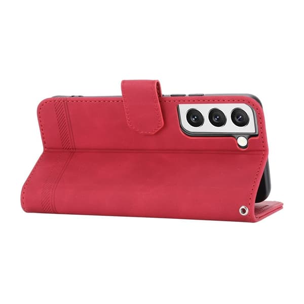 DIERFENG DF-03 Plånboksfodral för Samsung Galaxy S22 5G - Konstläder - Röd
