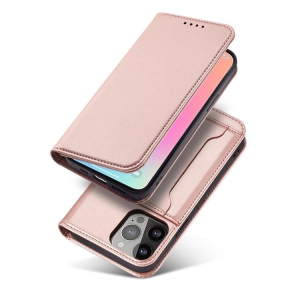 iPhone 13 Pro -lompakkokotelon magneettiteline - vaaleanpunainen