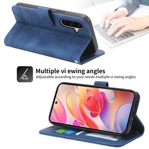 DIERFENG DF-03 Samsung Galaxy A56 5G Plånboksfodral Konstläder - Blå