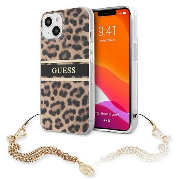 Guess Gold Chain Cover iPhone 13 Mini - Leopard