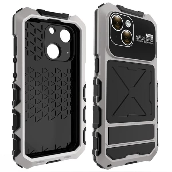R-JUST Mobilskal till iPhone 15 Plus Shockproof Silikon+Metal Silver