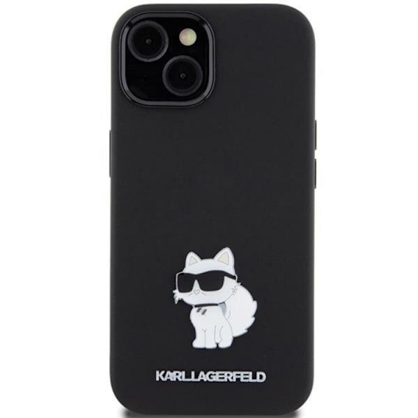 KARL LAGERFELD iPhone 15/14 Plus Mobilskal Silikon Metal Pin Svart