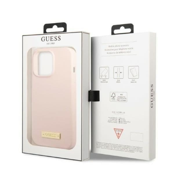 Guess iPhone 13 Pro Skal MagSafe Silicone Logo Plate - Rosa Rosa