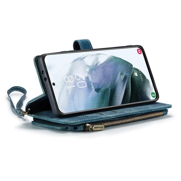CASEME Konstläder Plånboksfodral för Samsung Galaxy S21+ 5G - Blå