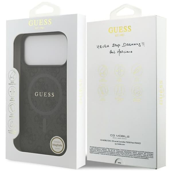 Guess telefontaske til iPhone 17 Pro Max MagSafe 4G Ring Classic Logo - Sort Svart