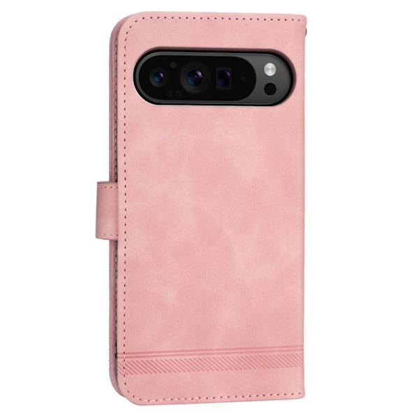 DIERFENG DF-03 Flip Plånboksfodral för Google Pixel 9 Pro - Äkta läder - Rosa