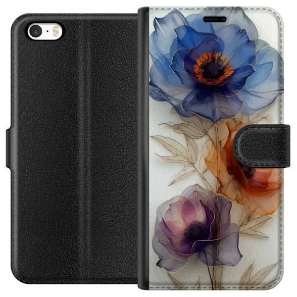 Pungcover til Apple iPhone SE (2016) med Silkeblomster