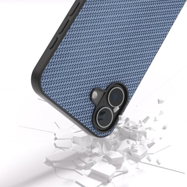 ABEEL Mobilskal till iPhone 16 Kolfiber Textur PU - Blå