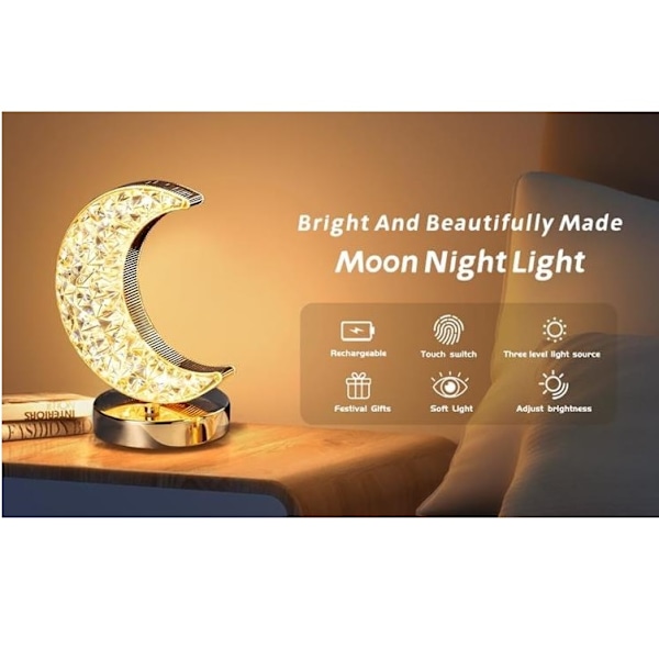 Crystal Moon Night Light Touch Lampa