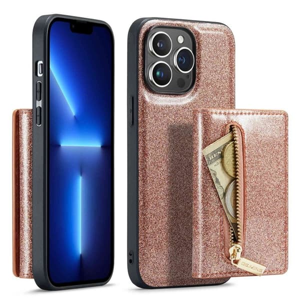 DG.MING M3 Series 2-i-1 Plånboksfodral till iPhone 13 Pro Max - Roséguld