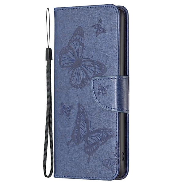 iPhone 14 Plus Pungetui Butterfly Imprinted - Mørkeblå