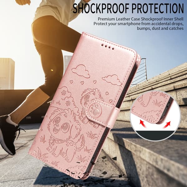 iPhone 17 Pro Konstläder Plånboksfodral RFID-Skydd med handledsrem - Rosa Rosa