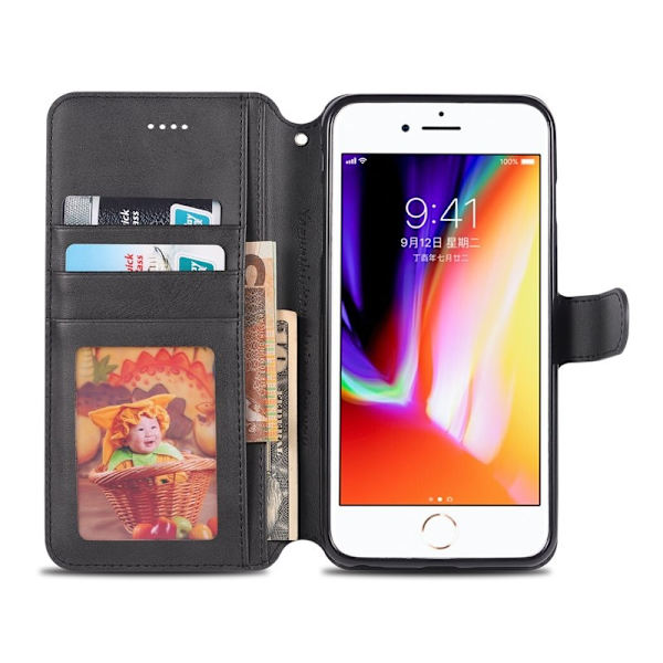 AZNS iPhone 6s/6 Plånboksfodral Stand Konstläder - Svart
