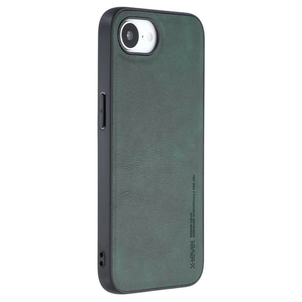 X-LEVEL Bojue-3 Mobilskal till iPhone 16e Läderbelagd PC+TPU - Grön