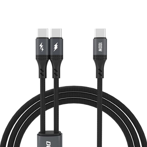 Dudao L3F 2in1 2 x USB-C 100W 1.2m kabel - sort Black
