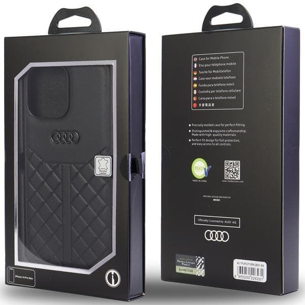 Audi iPhone 13 Pro Max Mobilskal Ægte Læder - Sort Black