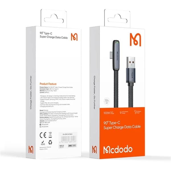MCDODO USB-A - USB-C 100W Kabel 1.2m 6A CA-3340 MDD - Svart Svart