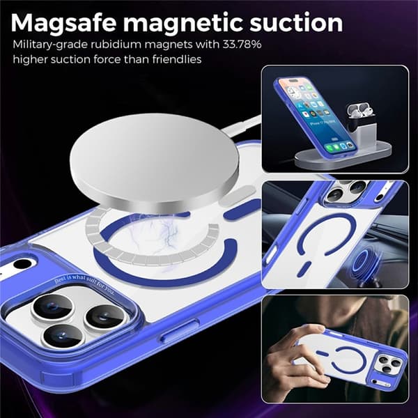 Mobilskal till iPhone 17 Pro MagSafe Transparent TPU+PC - Blå Blå