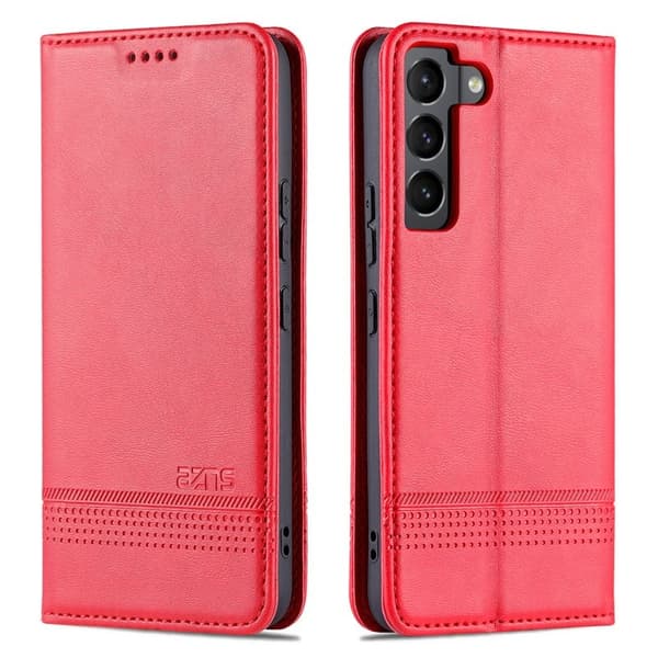 AZNS Samsung Galaxy S22 5G Plånboksfodral Konstläder - Röd